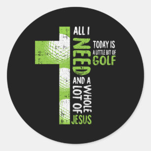 Sticker Rond Tas De Jésus Golf Golfing Amateur De Sport Christ