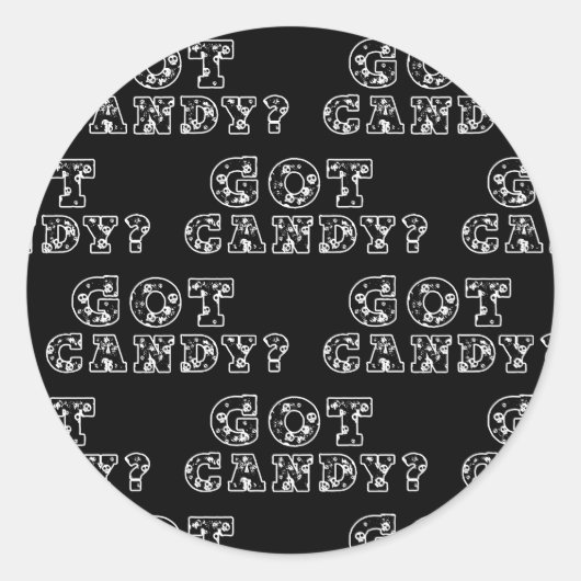 Sticker Rond T'as du bonbon ? Halloween noir et blanc (Devant)