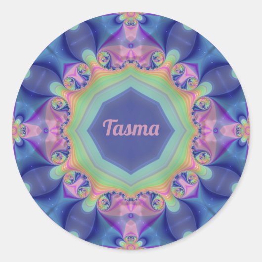 Sticker Rond TASMA ~ Pastel Abstract Kaleidoscope Pattern ~  (Devant)