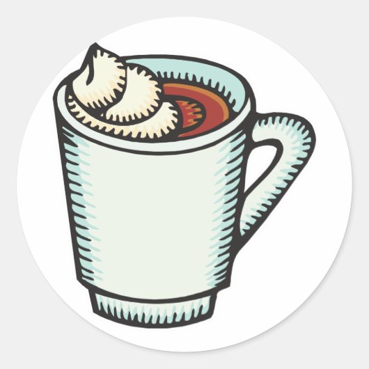 Sticker Rond tasse de cacao chaud avec crème fouettée (Devant)
