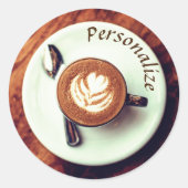 Sticker Rond Tasse de café cappuccino brun latte blanc (Devant)