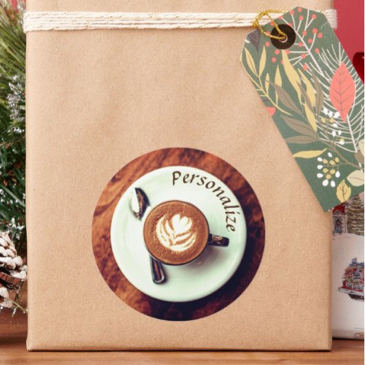 Sticker Rond Tasse de café cappuccino brun latte blanc
