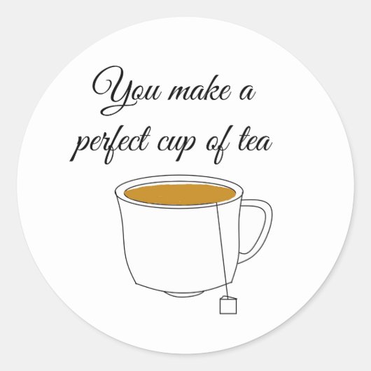 Sticker Rond Tasse de thé parfaite (Devant)