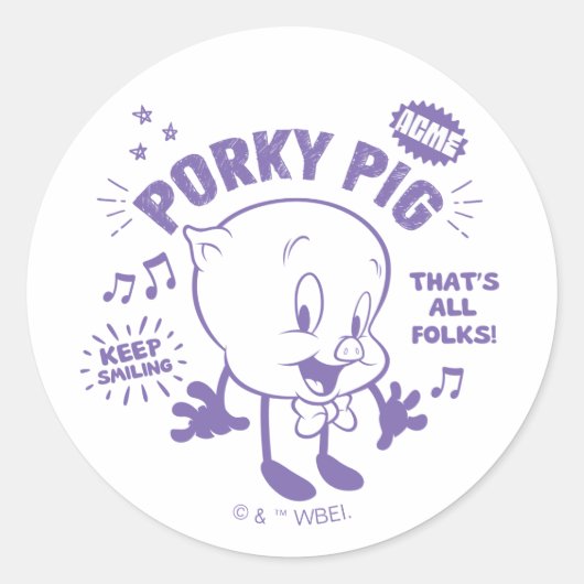 Sticker Rond Tasty Retro Porky Pig (Devant)