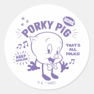 Sticker Rond Tasty Retro Porky Pig