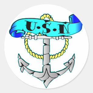 Sticker Rond tatouage Ancre USN