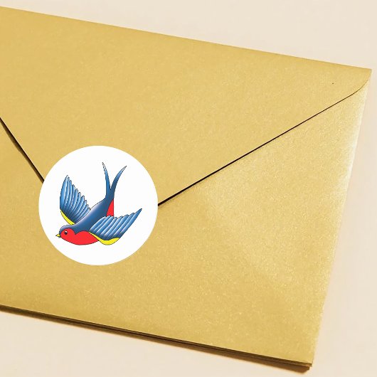 Sticker Rond Tatouage bleu rouge avale