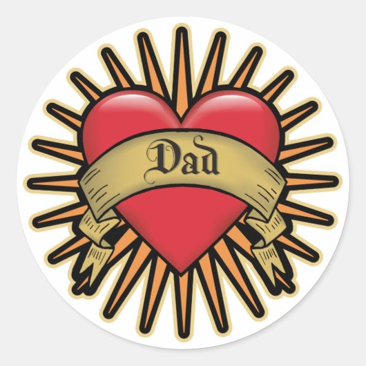 Sticker Rond Tatouage cardiaque papa (Devant)
