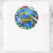 Sticker Rond tatouage de dragon oriental cool (Sac)
