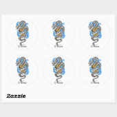Sticker Rond tatouage de dragon Oriental cool (Feuille)
