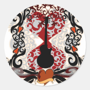 Sticker Rond Tatouage de guitare