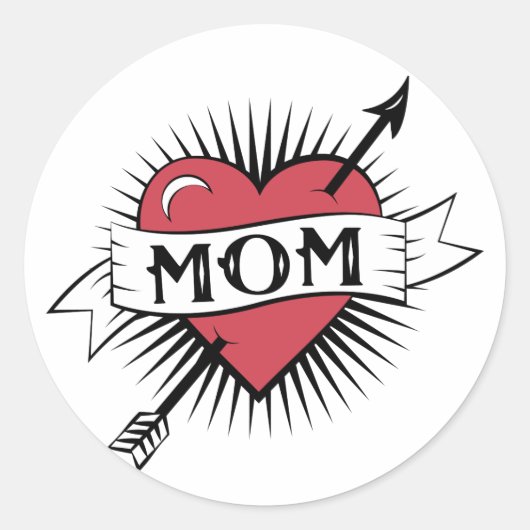 Sticker Rond Tatouage de maman (Devant)