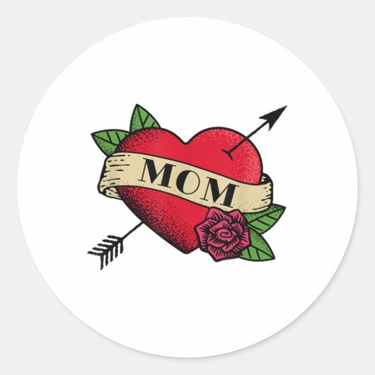 Sticker Rond Tatouage de maman du coeur _1 (Devant)