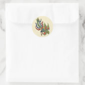 Sticker Rond Tatouage de paon chinois riche (Sac)