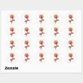 Sticker Rond Tatouage de rose en feu (Feuille)