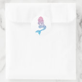 Sticker Rond Tatouage de sirène Abstraite bleu et rose (Sac)