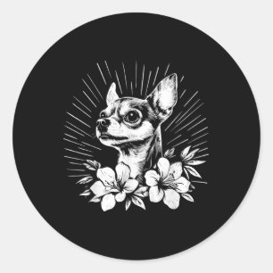 Sticker Rond Tatouage de style rétro Amoureux des chiens de Chi