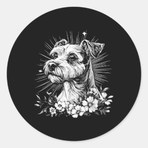 Sticker Rond Tatouage de style rétro Amoureux des chiens Fox Te