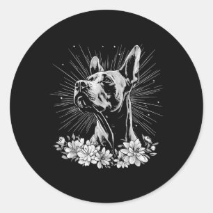 Sticker Rond Tatouage de style rétro Amoureux des chiens super 