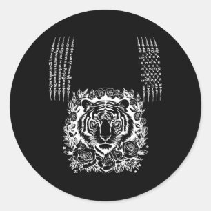 Sticker Rond Tatouage de tigre Muay Thai Kickboxing Culturel As