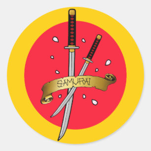 Sticker Rond Tatouage d'épée Samurai