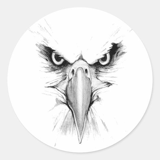 Sticker Rond Tatouage en tête d'aigle (Devant)