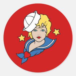 Sticker Rond Tatouage féminin