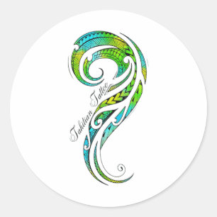 Sticker Rond Tatouage tahitien - Graphique de tatouage hawaïen 