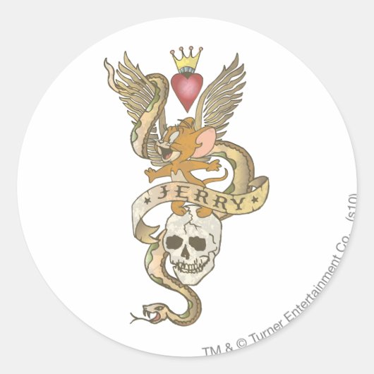 Sticker Rond tatouage tordu Jerry 2 (Devant)