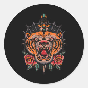 Sticker Rond Tatouage traditionnel américain