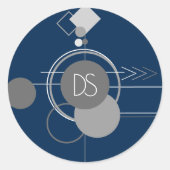 Sticker Rond Tattoos Line Art | Abstrait Marine bleu gris perso (Devant)