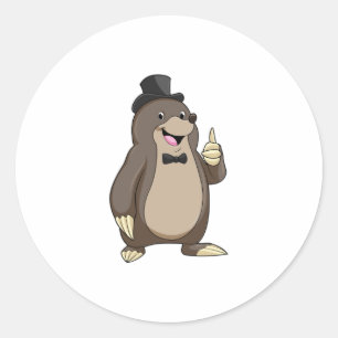 Sticker Rond Taupe comme marié avec cravate