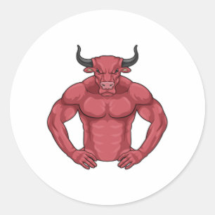 Sticker Rond Taureau culturiste extrême