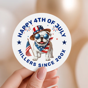 Sticker Rond Taureau patriotique rouge blanc bleu texte personn