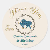 Sticker Rond Taurus floral foncé Embossé Taurus Zodiac (Devant)