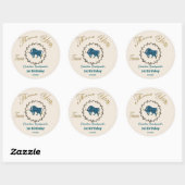Sticker Rond Taurus floral foncé Embossé Taurus Zodiac (Feuille)