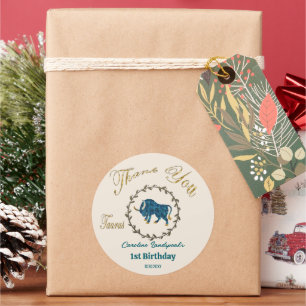 Sticker Rond Taurus floral foncé Embossé Taurus Zodiac