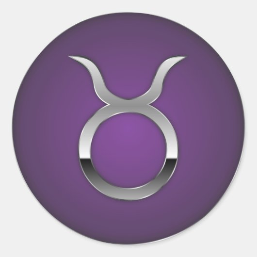 Sticker Rond Taurus - Symbole zodiaque - Violet (Devant)