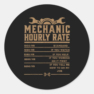 Sticker Rond Taux horaire mécanique amusant Taux de travail de