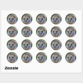 Sticker Rond Tawny Owl En Pointillisme (Feuille)