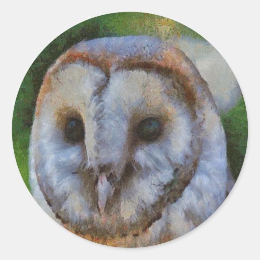Sticker Rond Tawny Owl En Pointillisme (Devant)