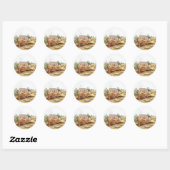 Sticker Rond Tawny Weasel (Putorius fuscus) Illustration (Feuille)
