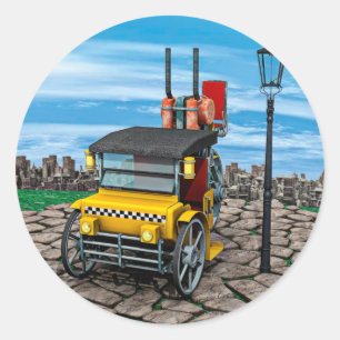 Sticker Rond Taxi à vapeur
