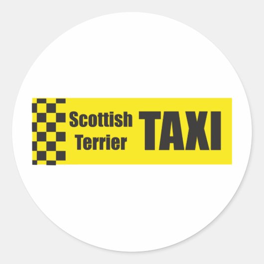 Sticker Rond Taxi Scottish Terrier (Devant)