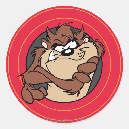 Sticker Rond TAZ™ à travers les cercles LOONEY TUNES™ (Devant)