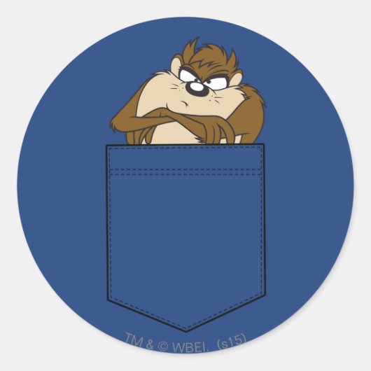 Sticker Rond TAZ™ Dans Une Poche (Devant)