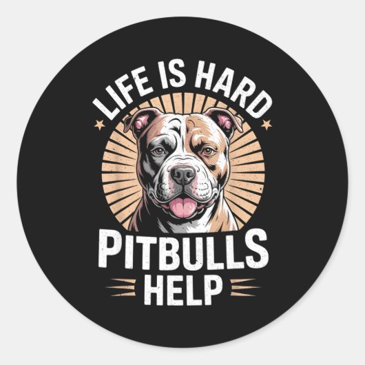 Sticker Rond Tbull Mom Dad Life Is Hard Tbulls Help Funny Dog L (Devant)