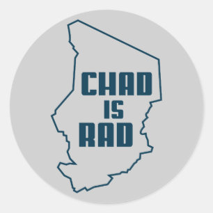 Sticker Rond Tchad est Rad contour bleu