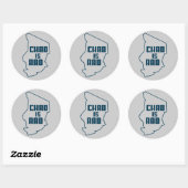Sticker Rond Tchad est Rad contour bleu (Feuille)