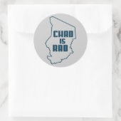 Sticker Rond Tchad est Rad contour bleu (Sac)